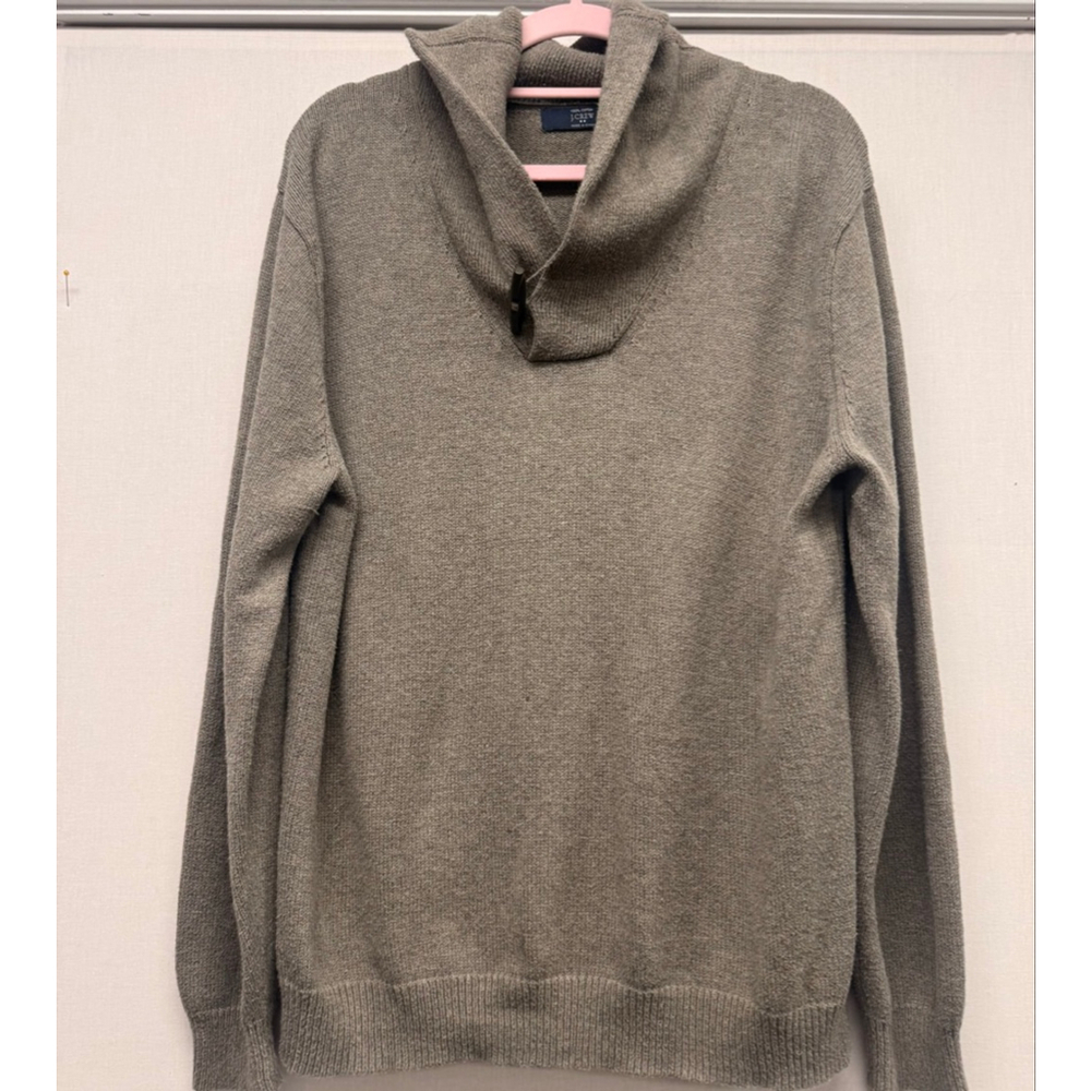 Men's J.Crew Brown Cotton Shawl Collar Zip Up Sweater L